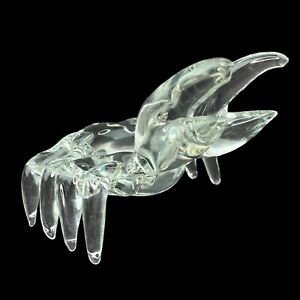 Art Glass Crab Paperweight Figural Sea Life Figurine Beach Decor Clear Realistic