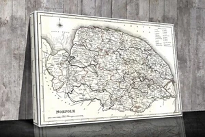 Karte von Norfolk, England 1793 Wandkunst gerahmte Leinwand oder nur Druck - Bild 1 von 6