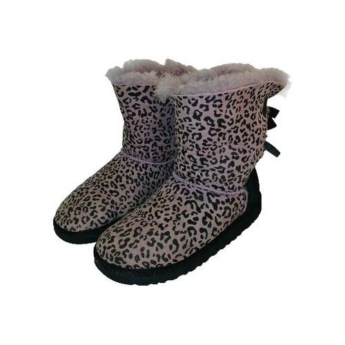 Scarpa stivali leopardati UGG bambina pull on misura 4 M viola nero pelle di pecora