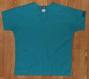 CHEROKEE WOMENS SIZE SMALL TURQUOISE GREAT CONDITION NURSING MEDICAL SCRUBS TOP - Picture 1 of 5
