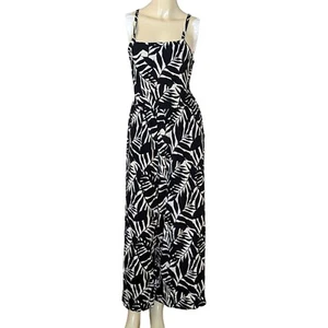 Old Navy Black and White Palm Print Jumpsuit Size Women Medium - Picture 1 of 12