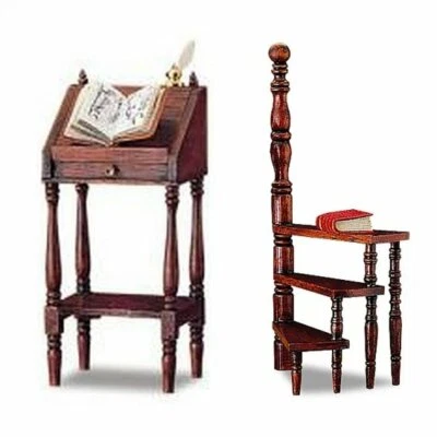 Dollhouse Miniature Lectern & Stepladder Kit 1:12 one inch scale W5 Mini Mundus - Image 1 of 4