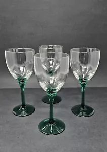 Set Of 4 Libbey Domaine Green Juniper 8" Crystal Water Goblets Wine Glasses - Picture 1 of 11