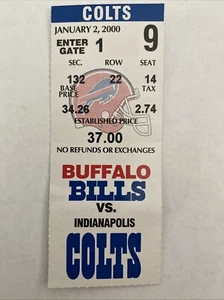 Boleto de fútbol americano de la NFL 2000 Buffalo Bills vs Colts raro de colección antiguo - Imagen 1 de 2