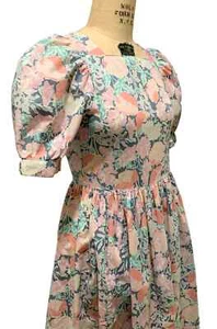 Vintage LAURA ASHLEY Women's Floral Tea Prom Dress with Puff Sleeves - Sz 8 - Picture 1 of 6