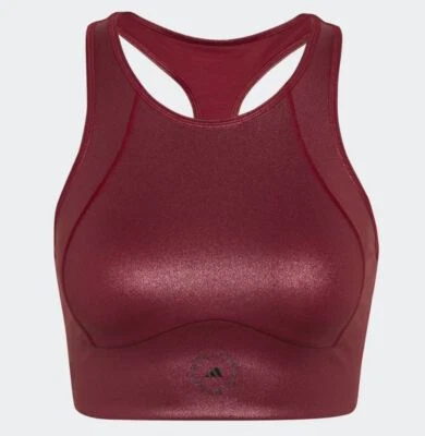 Women's Adidas Originals Stella McCartney Shiny Crop Top Burgundy HI1940  - Image 1 of 3