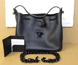 VERSACE La Medusa Leather Bucket Bag Black # 1003013 / DVIT2T / FREE SHIPPING - Picture 1 of 23