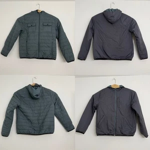 Faherty Hombres Grande Atmósfera Reversible Cremallera Sudadera con Capucha Chaqueta Acolchada Gris - Imagen 1 de 7