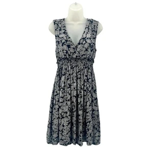 Roxy Floral V-Neck Dress Womens Large Black Pockets Cutout - Picture 1 of 8