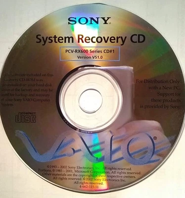 Sony PCV-RX600 Series Windows XP & Drivers Recovery CD Set - Image 1 of 2