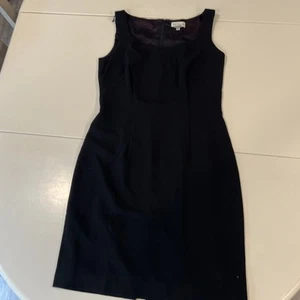 Ann Taylor Sheath Dress Women's 4 Black Classic Round Neck Lined Slit Back Zip - Picture 1 of 11