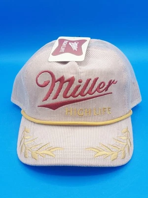 Gorra Miller High Life Cuerda de Cerveza Camionero Snapback Retro Años 80’s Tostado Pana ¡Nueva! Foto 1 de 4