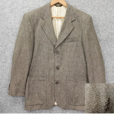 Abrigo deportivo vintage tejido canasta tweed para hombre 38R chaqueta topo mancha ligera CELLINI Foto 1 de 4