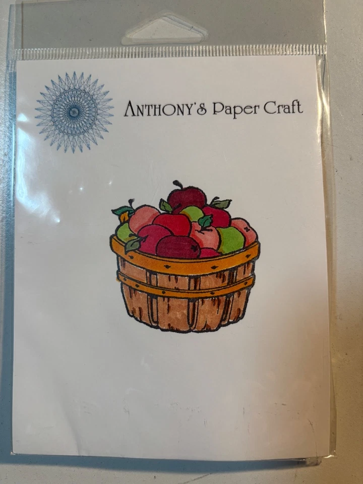 Carimbo de borracha Anthony’s Paper Craft Basket of Apples para artesanato NOVO ~ FRETE GRÁTIS - Imagem 1 de 1