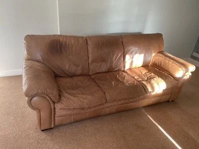 Leather Sofa 3-Seater Brown Tan. Very Soft and Comfortable. Excellent Quality - Image 1 of 4