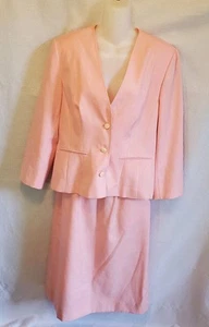 New Vintage Pendleton Silk Blend 2 Piece Midi Skirt Suit Sz 10/12 Pink Spring - Picture 1 of 17
