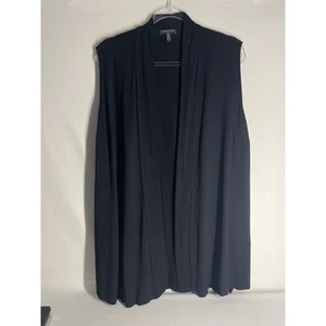 Eileen Fisher schwarze Weste vorne offen mit Taschen dehnbare Viskose Übergröße 1X - Bild 1 von 5