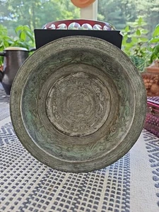 SUPERB ANTIQUE 18th CENTURY OTTOMAN ARMENIAN TINNED COPPER ENGRAVED SHALLOW BOWL - Picture 1 of 14