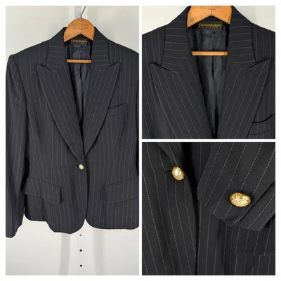Donna Karan Collection Vtg 90s Unionmade USA DKNY Pinstripe Blazer Jacket 36" - Image 1 of 4