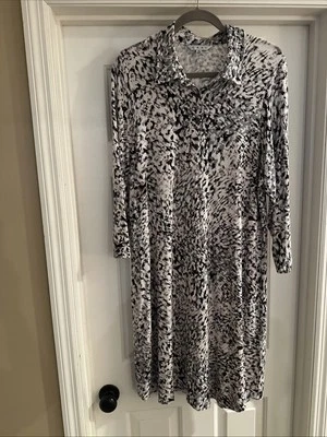 cabi xl Leopard Print 3/4 Sleeve Jersey Dress Y2K Retro - Image 1 of 4