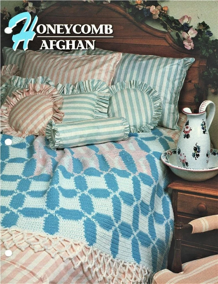 Honeycomb Afghan    Annie's Attic Crochet Afghan Pattern Leaflet - Image 1 of 1