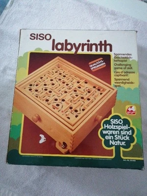 Labyrinth Spiel Holz Kugellabyrinth Geschicklichkeit Von Siso Vintage  - Bild 1 von 3