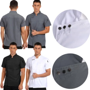 Unisex Men Women Jacket Cafe Coat Workwear Tops Canteen Chef Apparel Kitchen - Picture 1 of 41
