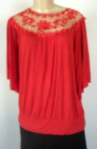 Blusa Top Simply Irresistible 1XL Naranja Quemada Transparente Crochet Flor - Imagen 1 de 8