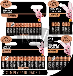 Duracell AA AAA Batteries Simply Alkaline Long Lasting LR03 LR6 1.5V Long Expiry - Picture 1 of 8
