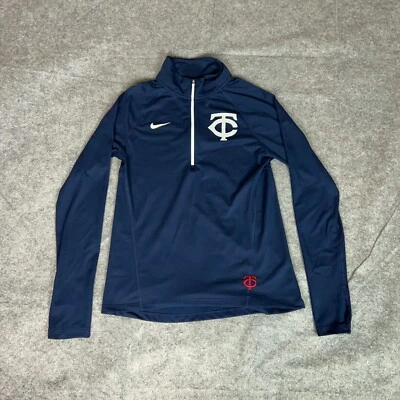 Suéter de béisbol Nike Minnesota Twins para mujer pequeño blanco marino 1/4 cremallera Foto 1 de 4