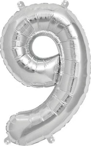 Globo de Lámina 0-9 Plata 36cm Globo Cumpleaños Número Número Cumpleaños Fiesta - Imagen 1 de 7