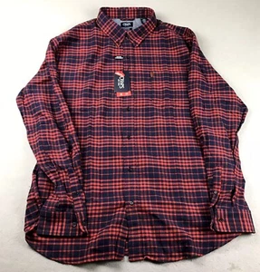 Chaps Shirt Mens 3XLT Red Blue Plaid Flannel Stretch Button Up Long Sleeves NWT - Picture 1 of 11