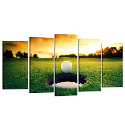 ARTES CREATIVAS - Campo de golf paisaje lienzo arte de pared contemporáneo puesta de sol canva... Foto 1 de 4