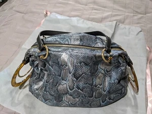 Ermanno Scervino rhythms animal print Tote Bag Blue Gold - Picture 1 of 9