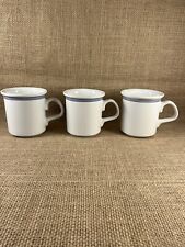 Dansk Cafe Blanc Stripe Mugs Cups Set Of 3 Blue Stripes Porcelain