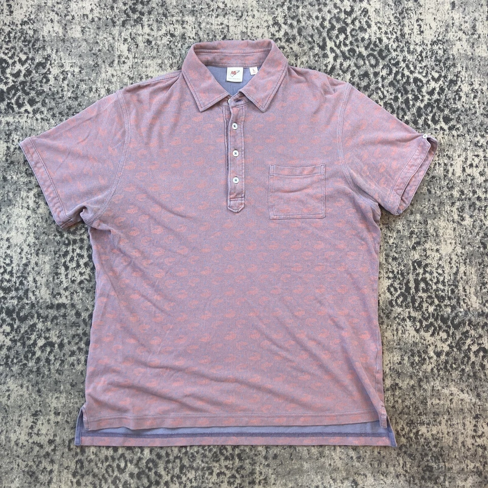 Camisa Polo Michael Bastian x Uniqlo L AJUSTE CEÑIDO Geométrica Salmón Océano Onda Rosa Foto 1 de 4