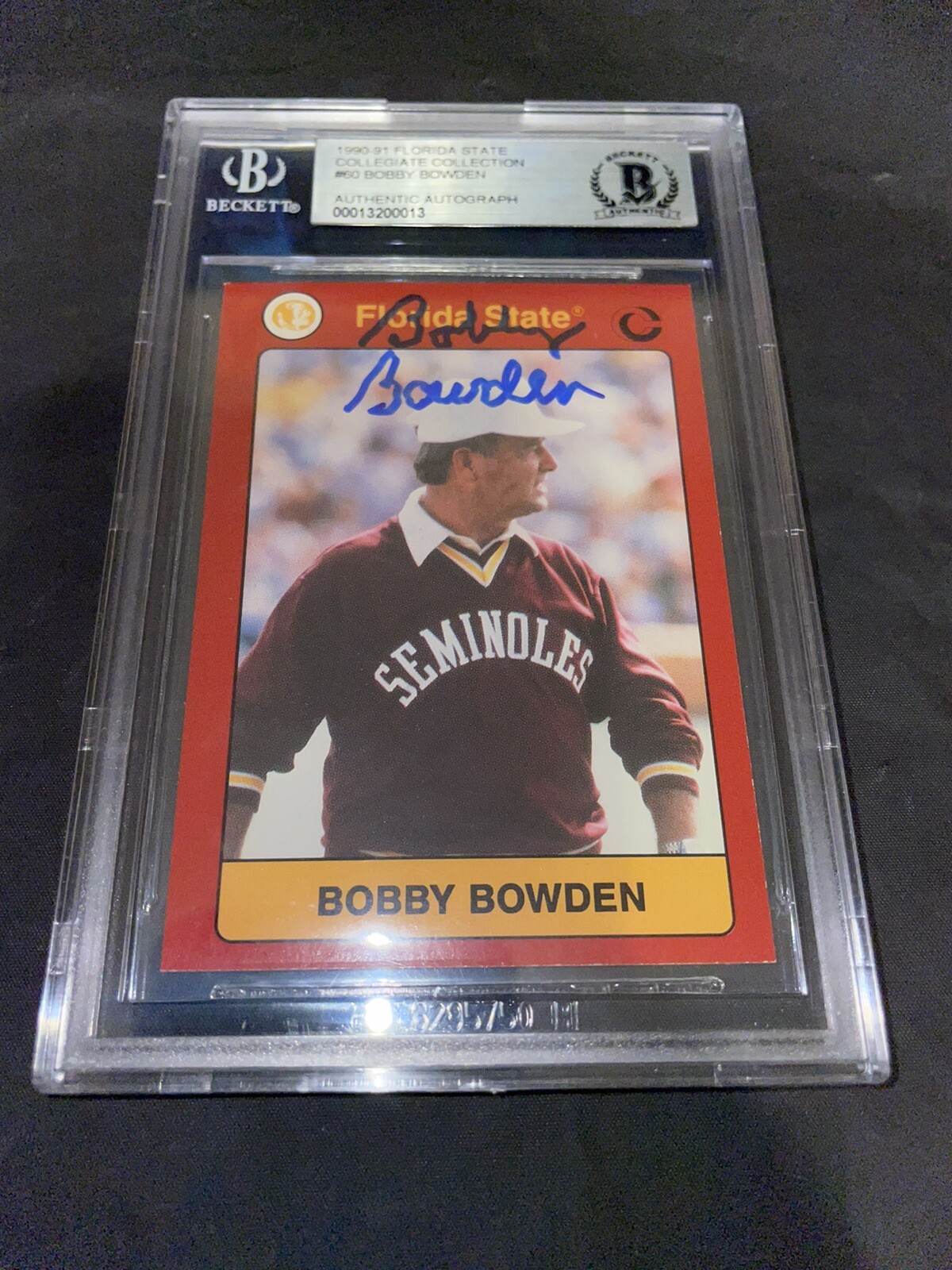 Bobby Bowden Autographed Signed 1990-1991 Fsu Collegiate Collection Beckett Slab 
