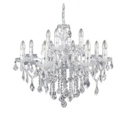 Florian sp12 cromo lampadario sospensione cromato con gocce e pendenti in crista - Immagine 1 di 3