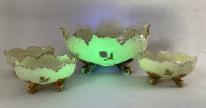 1898 Northwood Chrysanthemum Spring Custard Glass 4-Piece Set - Picture 1 of 20