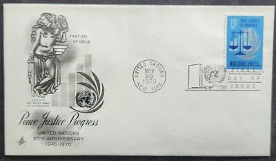 United Nations - Scott 210 - Peace Justice Progress - 1970 - First Day Cover - Image 1 of 2