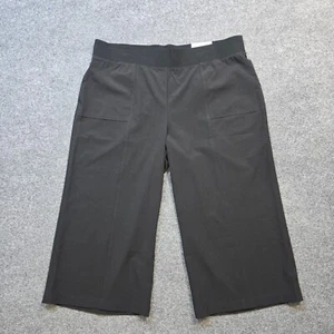 Chicos Pants Womens XL Black Wide Leg Crop Elastic Waist Stretch Zenergy Casual - Picture 1 of 12