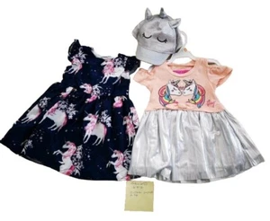 EINHORN PAKET 2 *  2 Kleider + Cap (NEU) * Mädchen 74-80 * Sommer - Bild 1 von 6