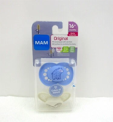 Chupetes MAM Original 2-Pk Azul y Beige Mate Coll con Estuche Esterilizante 16Mon + Foto 1 de 2