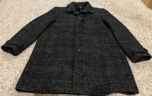 J Crew Thompson Overcoat Topcoat Tweed Wool Herringbone Gray/Black Mens Size 40 - Picture 1 of 3