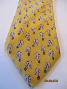 Brooks Brothers Yellow Elephant Silk Neck Tie - Picture 1 of 3