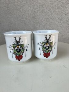 Kafer mug set 2 ceramic Cuckoo clock ladybug theme holds 8 oz Rupert Stockl