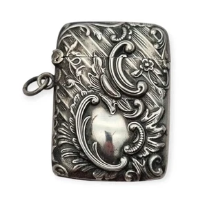 Antique Vesta Art Nouveau Box in 800 German Embossed Silver, Moon & Crown Stamp - Picture 1 of 10