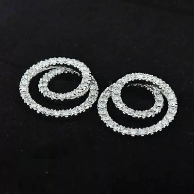 2 Carat Excellent Round Cut Moissanite Fancy Earrings Solid 14K White Gold VVS1 - Image 1 of 4