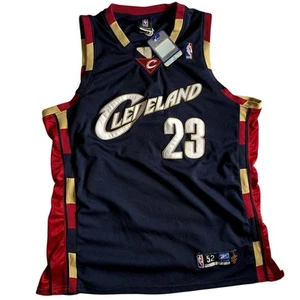 Lebron James 23 Cleveland Cavaliers Blue w/ Red Sewn Reebok Jersey Size 52 - Picture 1 of 6