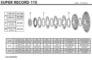 Campagnolo Super Record Sprocket Carrier Assembly : 21A-23A-25A (Ti) 11S-135At - Picture 1 of 1